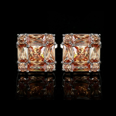 Silver amber wealth cufflinks