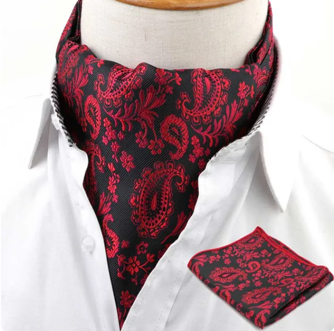 Cufflinks with a red tie belt