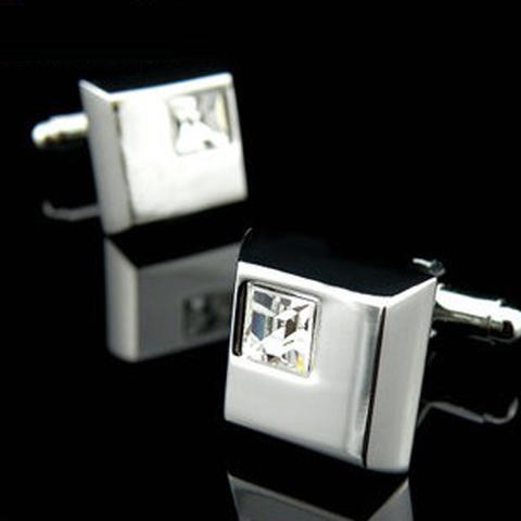 White Crystal Square Cufflinks