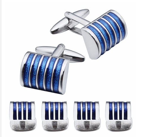 Tailcoat and cufflinks blue stripes - 1