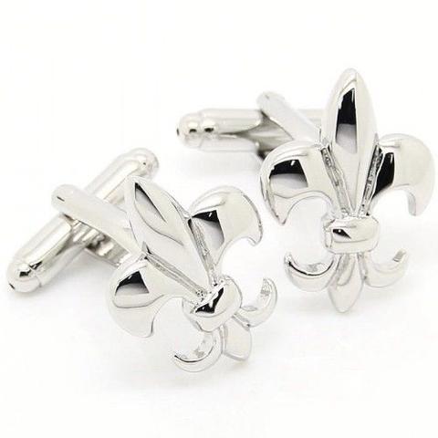 French Lily Silver Metal Cufflinks