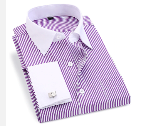 Cuff shirt purple stripe