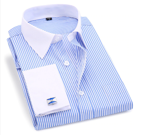 Cuffed shirt blue stripe
