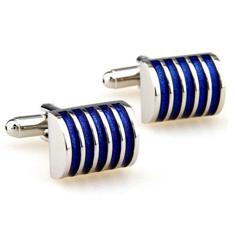 Blue Stripes Barrel Cufflinks - 1