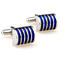 Blue Stripes Barrel Cufflinks - 1/2