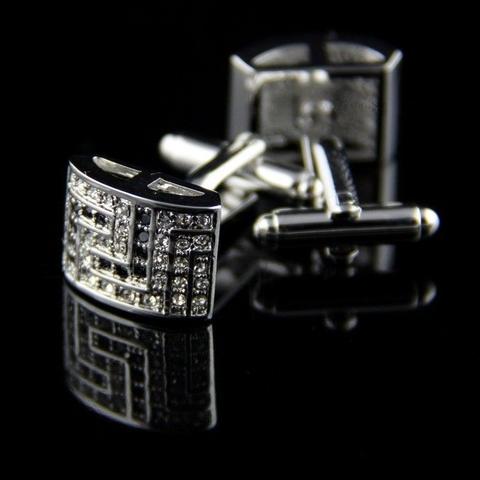 Arched White Crystals Cufflinks