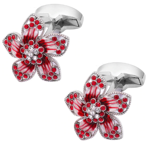 Ruby flower cufflinks