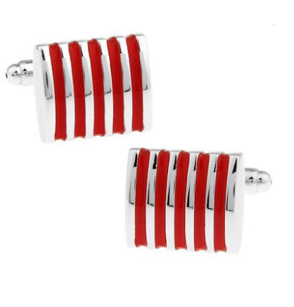 Red Stripes Steel Cufflinks - 1