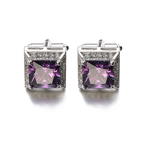 Purple crystal cufflinks - 1