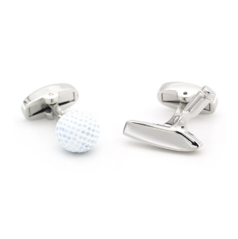 Cufflinks golf ball and golf club blade