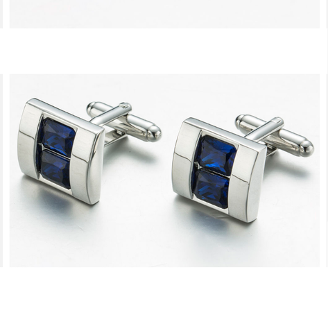 Faceted Blue Crystal Cufflinks - 1
