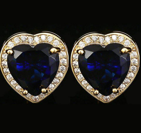 Cufflinks - heart "blue crystal"