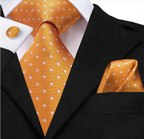 Cufflinks & Tie & Pocket Square Set - Hymenaios orange