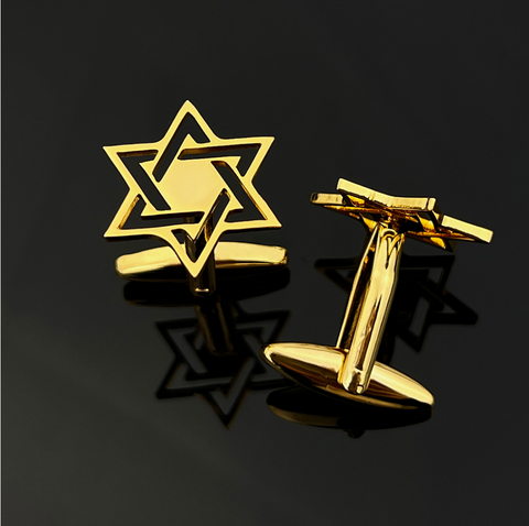Gold Jewish star cufflinks - 1
