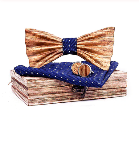 Wooden cufflinks with Libanon bow tie