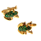 Green Frog Gold Metal Cufflinks - 1/4