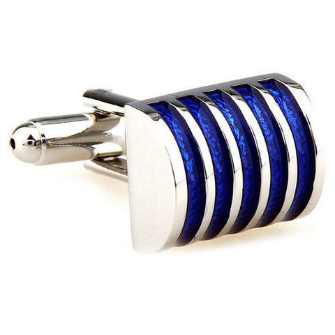 Blue Stripes Barrel Cufflinks - 2