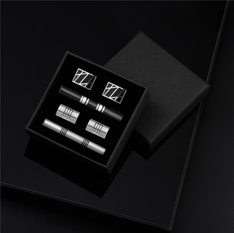 Gift set of 2 pairs of cufflinks with a tie clip - 2