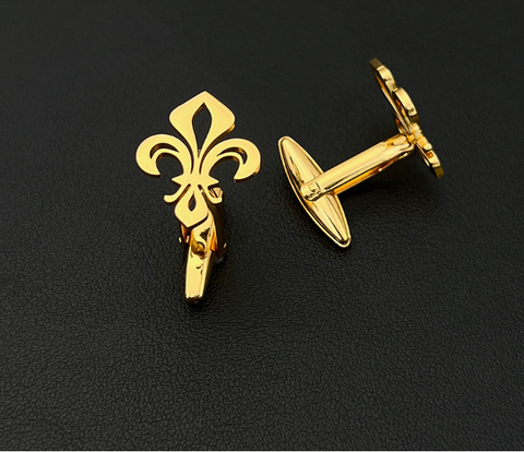 French lily gold cufflinks - 2