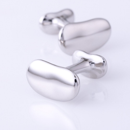 Silver bean cufflinks - 2