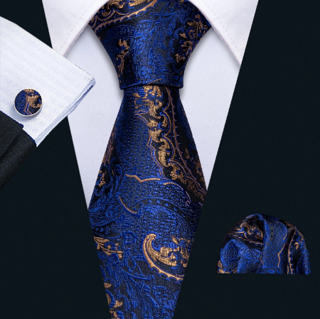 Cufflinks with tie and scarf royal blue - 2