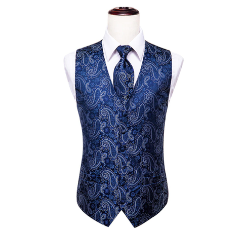 Blue vest with a pattern for a suit with accessories - 2