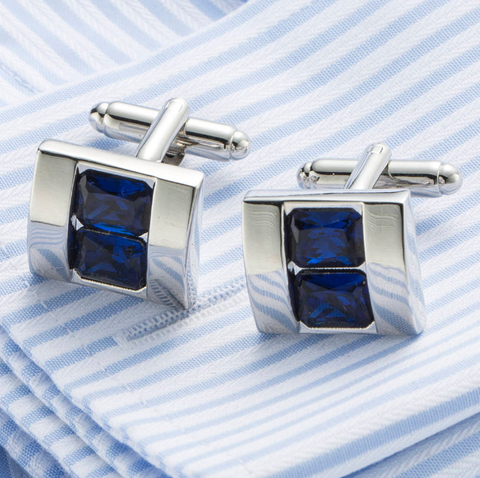 Faceted Blue Crystal Cufflinks - 3