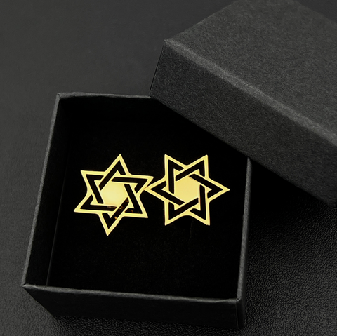 Gold Jewish star cufflinks - 3