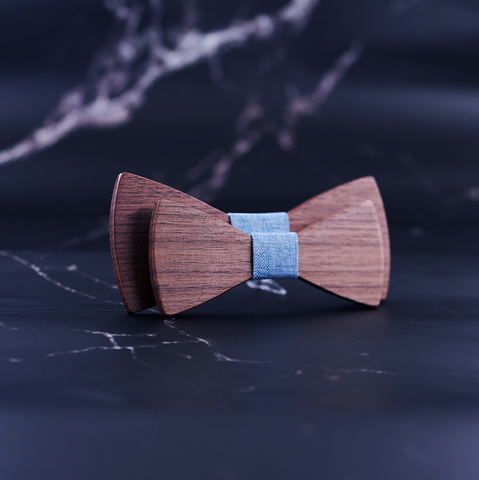 Men's and children's wooden bow tie set - 3