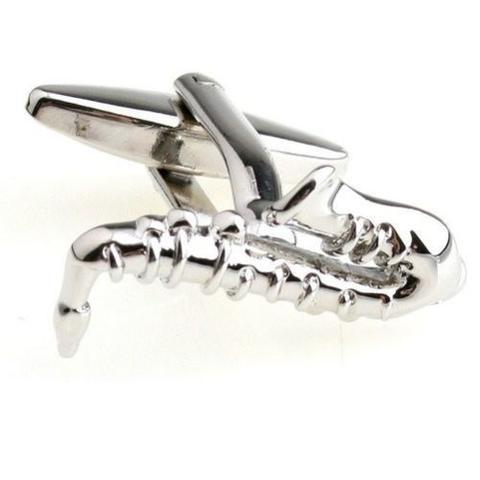 Silver Metal Saxophone Cufflinks - 4