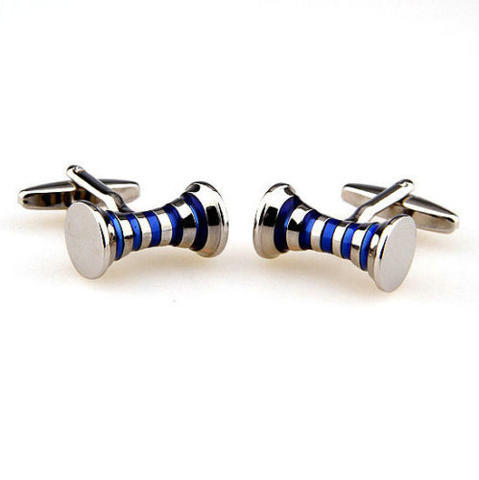 Blue Stripes Spool Cufflinks - 4