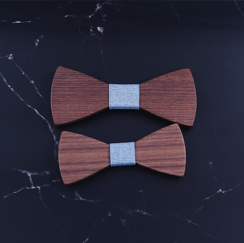 Men's and children's wooden bow tie set - 4