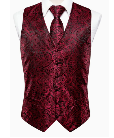 Red vest with a pattern for a suit with accessories - 6